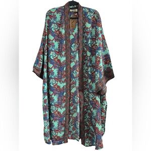 Rhea Boho Multicolor Paisley Kimono Duster Robe OSFM